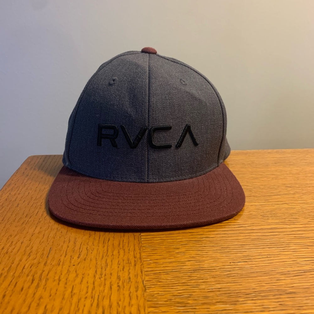 RVCA Gray and Maroon Cap